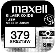 MAXELL BUTTON CELL BATTERY SR-626 SILVER SW / AG4 / 377 / 1.55V