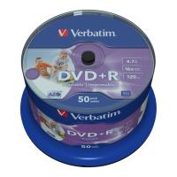 VERBATIM DVD+R 16X 4.7GB SPINDLE FULL FACE PRINTABLE 50PCS
