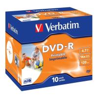 VERBATIM DVD-R 16X 4.7GB JEWEL PRINTABLE 10PCS