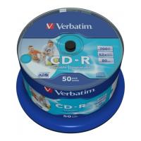 VERBATIM CD-R 80MIN - 700 MB 52X DLP WIDE PRINTABLE CAKEBOX 50PCS