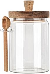 Δοχείο Αποθήκευσης Με Κουτάλι Γυάλινο-Acacia Estia 850ml-9,7x12x17εκ. 01-17460 (Υλικό: Ξύλο) – estia – 01-17460