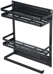 Ραφιέρα Κουζίνας 2Όροφη Με Βάση Για Ρολό Μεταλλική Μαύρη Estia 30×10,6×37εκ. 02-18153