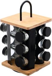 ESTIA ΒΑΣΗ ΜΠΑΧΑΡΙΚΩΝ BAMBOO ESSENTIALS ΜΕ 12 ΓΥΑΛΙΝΑ ΔΟΧΕΙΑ ΠΕΡΙΣΤΡΕΦΟΜΕΝΗ ΜΑΥΡΗ 01-14650