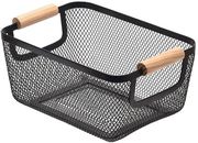 ESTIA ΚΑΛΑΘΙ ΟΡΓΑΝΩΣΗΣ ΜΕΤΑΛΛΙΚΟ ΜΕ ΞΥΛΙΝΕΣ ΛΑΒΕΣ 24X17X11CM ΜΑΥΡΟ 02-18665