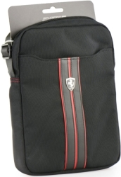 FERRARI URBAN TABLET BAG 10' BLACK WITH RED PIPING