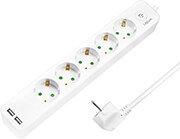 LOGILINK LPS249U SOCKET OUTLET 5-WAY WITH SWITCH 5X CEE + 2X USB-A, 1.5M, WHITE