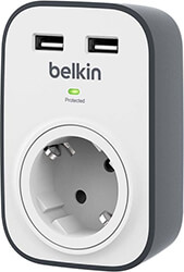 BELKIN SURGECUBE 1 OUTLET SURGE PROTECTOR WITH 2 X 2.4A SHARED USB CHARGING