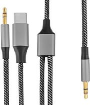 4SMARTS ACTIVE AUDIO CABLE MATCHCORD USB-C AND 3.5MM TO 3.5MM CONNECTOR 1M TEXTILE BLACK