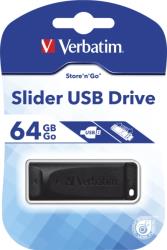 VERBATIM 98698 SLIDER 64GB USB2.0 DRIVE BLACK