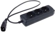 EXTREME MEDIA NSP-0517 POWER STRIP 3 SOCKETS FOR UPS SYSTEM (IEC CONNECTOR) BLACK