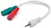CABLEXPERT CCA-417W 3.5MM 4-PIN PLUG TO 3.5MM STEREO + MICROPHONE SOCKETS ADAPTER WHITE JACK