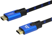SAVIO CL-142 CABLE HDMI (M) V2.1, 1,8M, 8K, COPPER, BLUE-BLACK, GOLD-PLATED, ETHERNET / 3D