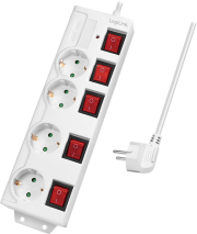 LOGILINK LPS252 SOCKET OUTLET 4-WAY WITH 5 SWITCHES 1.5M WHITE