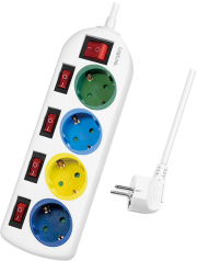 LOGILINK LPS257 SOCKET OUTLET 4-WAY WITH 5 SWITCHES 1.5M MULTICOLOR