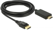 DELOCK 85318 CABLE DISPLAYPORT 1.2 MALE > HIGH SPEED HDMI-A M PASSIVE 4K 30 HZ 3 M BLACK