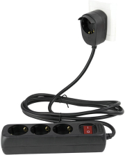 REV MULTIPLE SOCKET OUTLET 3+1-FOLD 5M + SWITCH BLACK 0012395514 SW