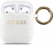 GUESS COVER SILICONE FOR APPLE AIRPODS GEN 1 / APPLE AIRPODS GEN 2 WHITE GUACCSILGLWH