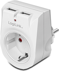 LOGILINK PA0246 SOCKET ADAPTER, 1X CEE 7/3 + 2X USB-A