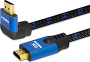 SAVIO CL-147 HDMI (M) V2.1, ANGULAR, 1,8M, 8K, COPPER, BLUE-BLACK, GOLD-PLATED, ETHERNET / 3D