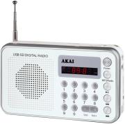 AKAI DR002A-521 USB PORTABLE RADIO SILVER WHITE