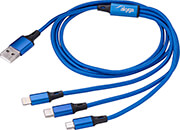 AKYGA CABLE USB AK-USB-27 USB A (M) / MICRO USB B (M) / USB TYPE C (M) / LIGHTNING (M) 1.2M