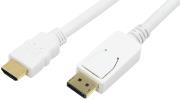 LOGILINK CV0055 DISPLAY PORT TO HDMI CABLE 2M WHITE