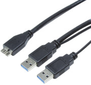LOGILINK CU0071 USB 3.0 Y POWER CABLE 2X AM TO 1X MICRO BM 0.6M BLACK