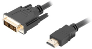 LANBERG SINGLE LINK WITH GOLD-PLATED CONNECTORS HDMI(M)->DVI-D(M)(18+1) CABLE 1.8M BLACK