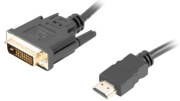 LANBERG DUAL LINK WITH GOLD-PLATED 4K CONNECTORS HDMI(M)->DVI-D(M)(24+1) CABLE 1.8M BLACK