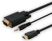 SAVIO CL-104 HDMI TO VGA M/M + AUDIO CONVERTER CABLE 1.8M BLACK
