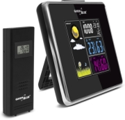 GREENBLUE GB142 WIRELESS WEATHER STATION IN/OUT TEMPERATURE HUMIDITY USB CHARGER BLACK