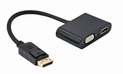 GEMBIRD A-DPM-HDMIFVGAF-01 DISPLAYPORT MALE TO HDMI FEMALE + VGA FEMALE ADAPTER CABLE BLACK