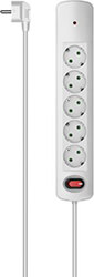 HAMA 223054 POWER STRIP, 5-WAY, SURGE VOLTAGE PROTECTION, SWITCH, WALL MOUNTING, 1.5 M, WHITE
