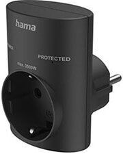 HAMA 223322 SOCKET ADAPTER, EARTHED CONTACT, OVERVOLTAGE PROTECTION, MAINS VOLTAGE, BLACK