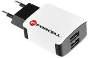 FORCELL TRAVEL CHARGER 2X USB UNIVERSAL 2A + TYPE-C CABLE