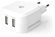NEDIS WCHAU484AWT WALL CHARGER DUAL USB-A 4.8A WHITE