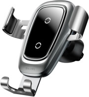 BASEUS CAR MOUNT GRAVITY METAL WITH WIRELESS CHARGING FUNCTION SILVER