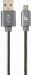 CABLEXPERT CC-USB2S-AMMBM-1M-BG PREMIUM SPIRAL METAL MICRO-USB CHARGING/DATA CABLE 1M METALLIC GREY