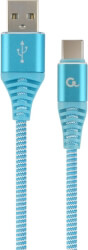 CABLEXPERT CC-USB2B-AMCM-2M-VW COTTON BRAIDED CHARGING CABLE USB TYPE-C BLUE/WHITE 2 M