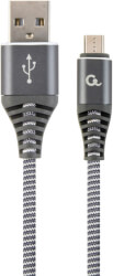 CABLEXPERT CC-USB2B-AMMBM-2M-WB2 PREMIUM COTTON BRAIDED MICRO-USB CHARGING CABLE GREY/WHITE 2 M