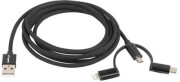 LANBERG 3IN1 CABLE USB-A(M) TO MICRO-B(M)+LIGHTNING(M)+USB-C(M) 2.0 1M BLACK