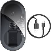 BASEUS WIRELESS QI CHARGER PRO 2-IN-1 18W TRANSPARENT BLACK