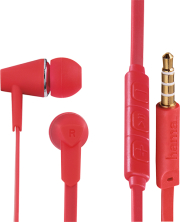 HAMA 184010 JOY HEADPHONES IN-EAR MICROPHONE FLAT RIBBON CABLE RED