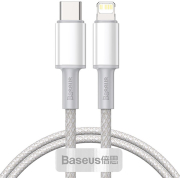 BASEUS HIGH DENSITY BRAIDED FAST CHARGING DATA CABLE TYPE-C TO LIGHTNING PD 20W 1M WHITE