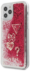 GUESS IPHONE 12 PRO MAX 6,7 GUHCP12LGLHFLRA RASPBERRY HARD BACK COVER CASE GLITTER CHARMS