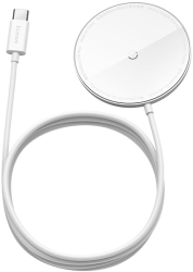 BASEUS SIMPLE MINI MAGNETIC WIRELESS CHARGER WITH TYPE-C CABLE 1.5M WHITE