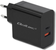 QOLTEC CHARGER 63W 5-20V 1.5-3A USB TYPE C PD USB QC 3.0 BLACK