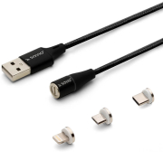 SAVIO CL-155 USB MAGNETIC CABLE 3 IN 1 TYPE-C, MICRO USB, LIGHTNING 2M