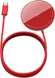 BASEUS SIMPLE MINI MAGNETIC WIRELESS CHARGER SUIT FOR IP12 WITH TYPE-C CABLE 1.5M RED