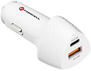 FORCELL CARBON CAR CHARGER TYPE C 3.0 PD20W + USB QC3.0 18W 5A CC50-1A1C WHITE (TOTAL 38W)